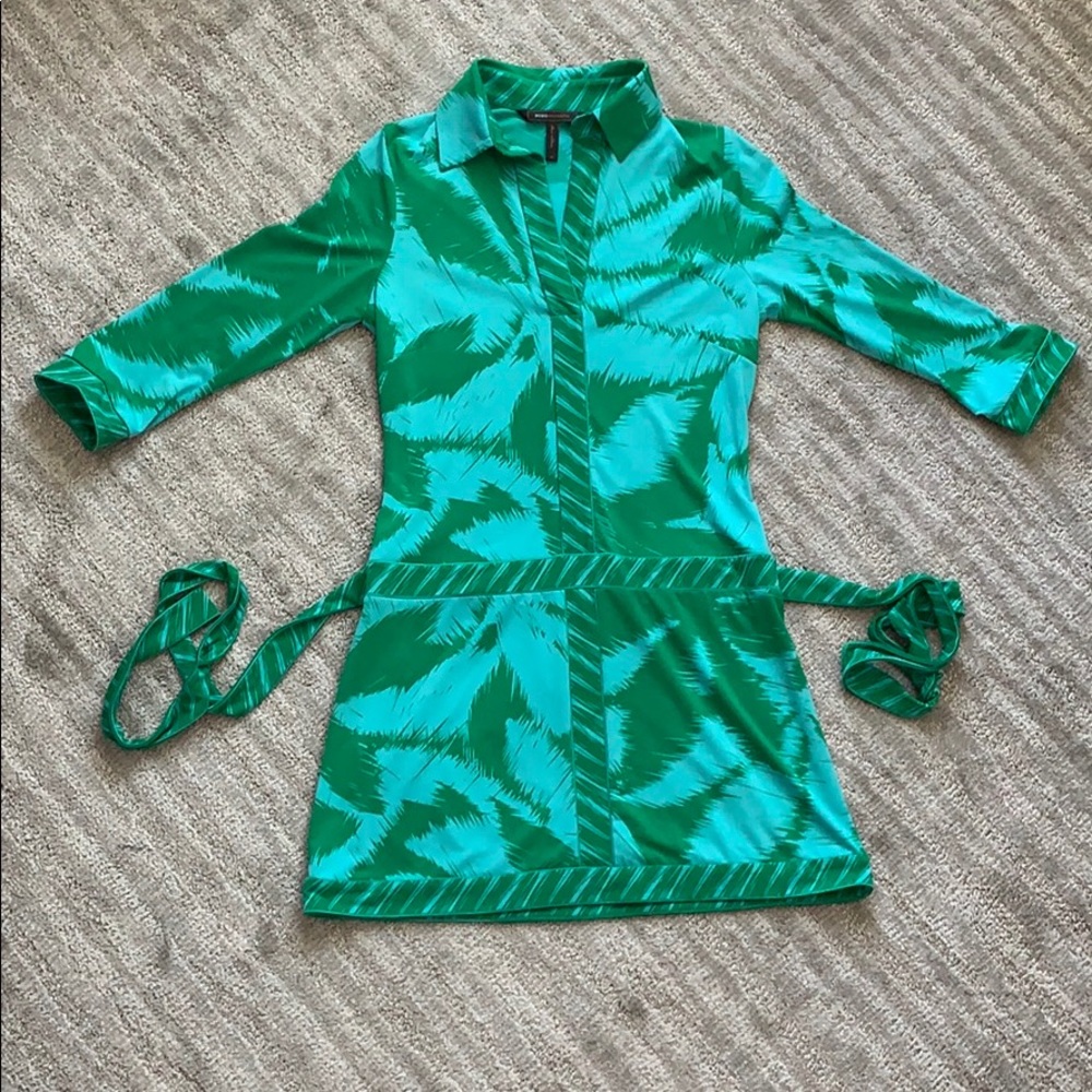BCBGMaxAzria Mini Long Sleeve Dress Green/Blue XS